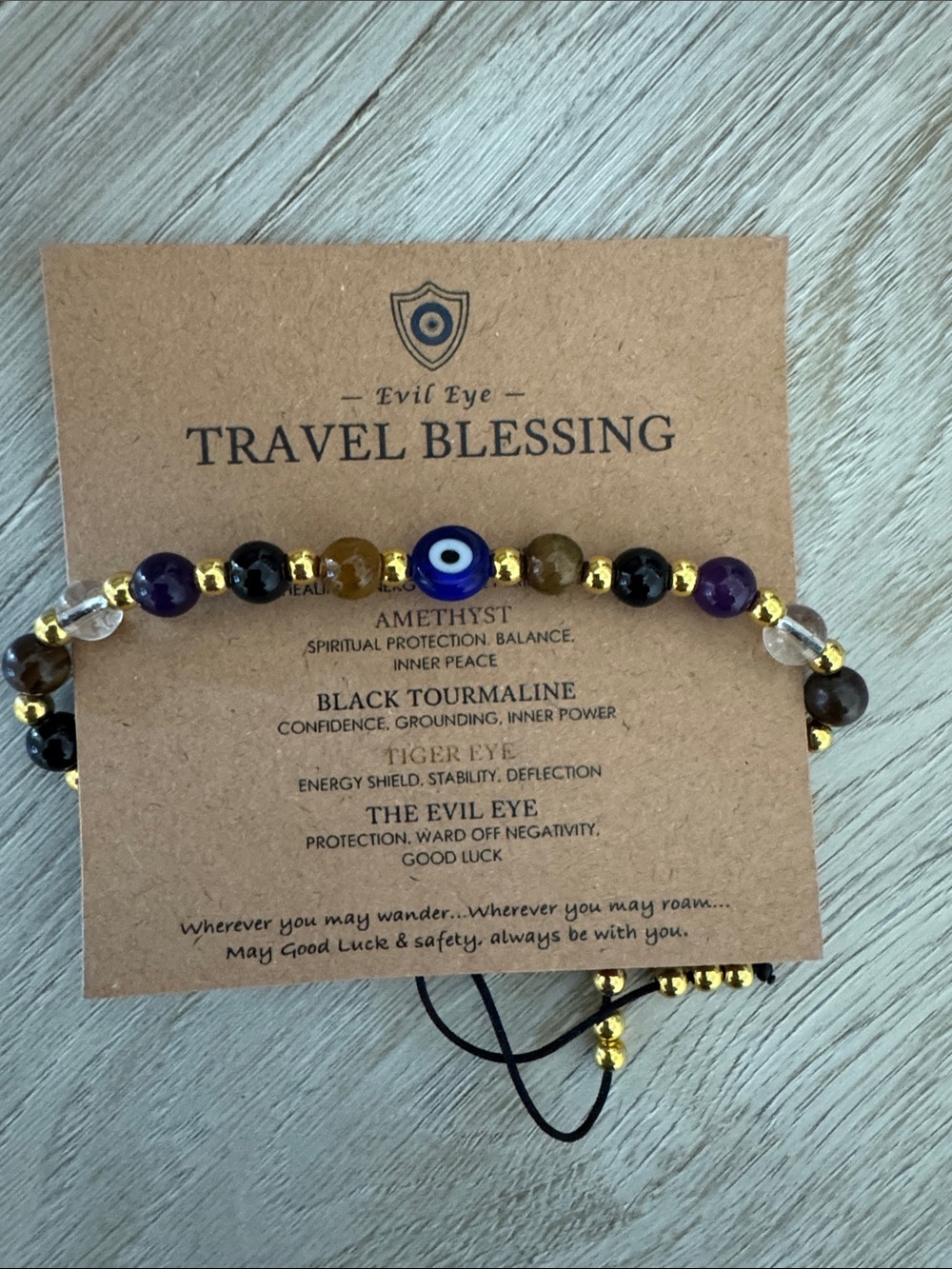 Travel Blessing Evil Eye Beaded Bracelet - Blue, Gold, Black, Purple